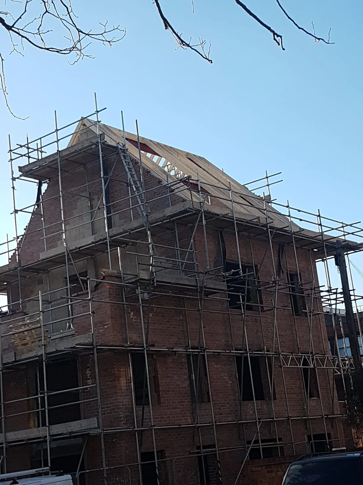 Residential development progressing through the roof construction stage